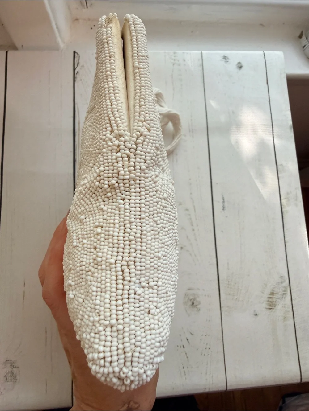 Walborg | Vintage Hand-Beaded Ivory Evening Bag, Made in Belgium